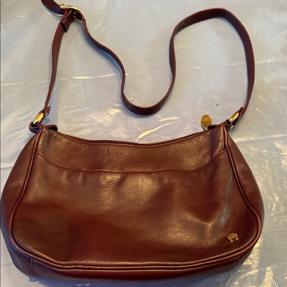 Etienne Aigner Rich Brown Leather Shoulder Bag